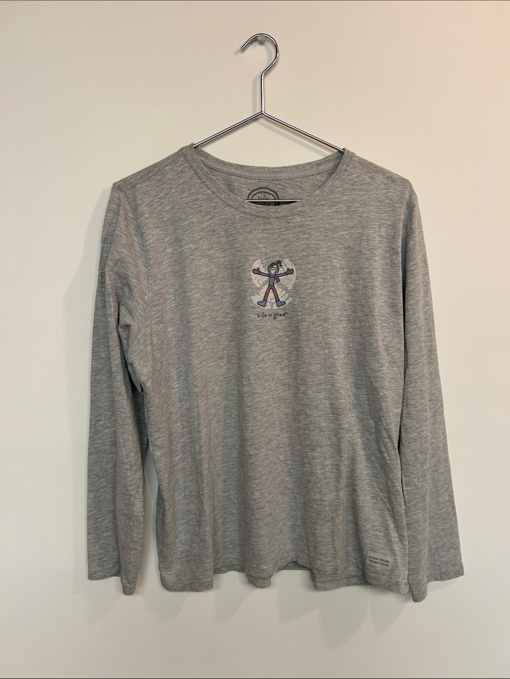 Life Is Good Men's Heather Gray Long-Sleeve Graphic Tee